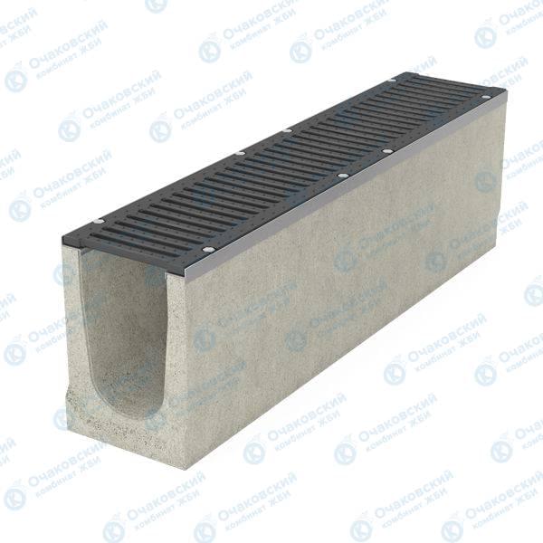 Лоток бетонный RAINPLUS ЛВ-15.21.31-Б с решеткой ВЧ кл.E (щелевая)