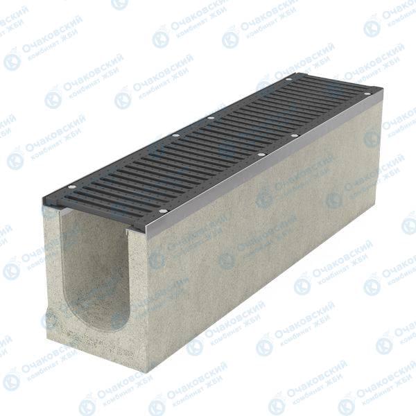 Лоток бетонный RAINPRO ЛВ-16.25.31-Б с уклоном с решеткой ВЧ кл. E (щелевая)
