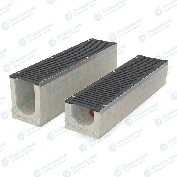 Лоток бетонный RAINPRO ЛВ-16.25.31-Б с решеткой ВЧ кл. E (щелевая) (Л-БП-100-25-30 комплект)