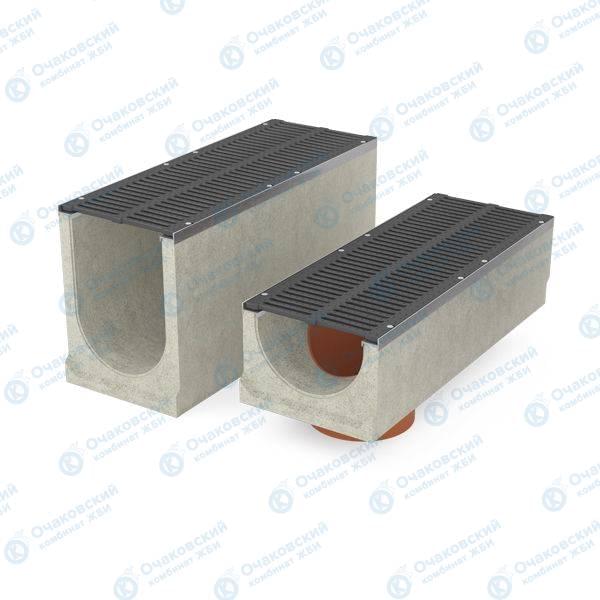 Лоток бетонный RAINPRO ЛВ-30.38.61-Б с решеткой ВЧ кл. D(щелевая)