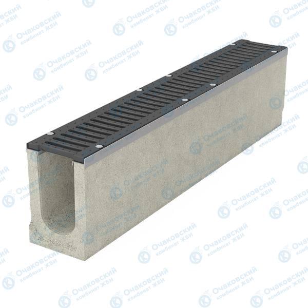 Лоток бетонный RAINPLUS ЛВ-10.16.23-Б с решеткой ВЧ кл. E (щелевая)